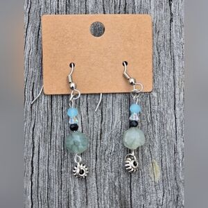 Glass Faceted Beads And Silver Toned Accent Earrings